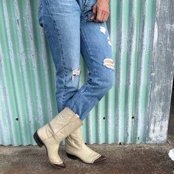 Tony Lama vintage snake skin and leather boots sz 8.5 - Picture 10 of 16